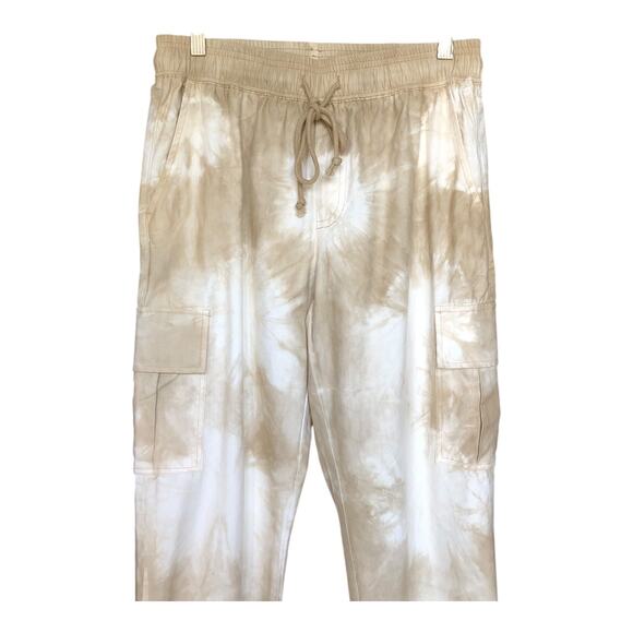 Promesa Beige White Tie Dye Cargo Jogger Pants Drawstring Women's Size Small - Picture 3 of 13